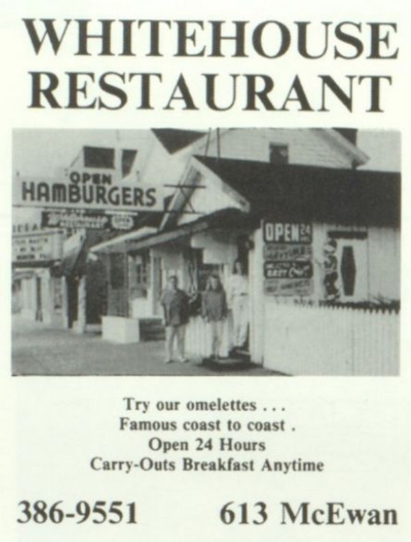 Whitehouse Restaurant - Yearbook Ad